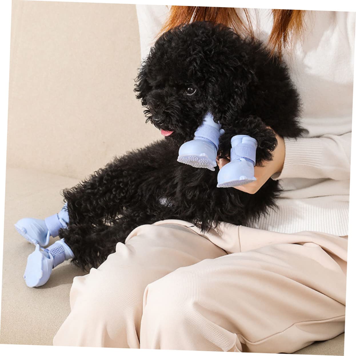 GRIRIW Dog Rain Boots for Small Dogs Waterproof Pet Shoes -Slip Rain Shoes Lightweight