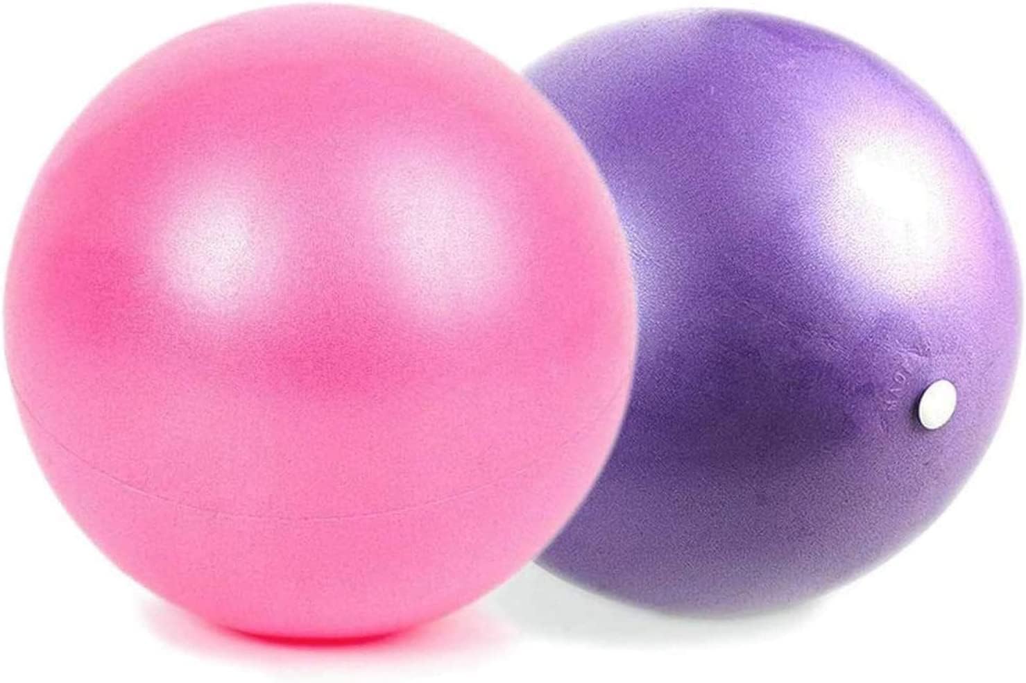 2 Pcs Soft Pilates Balls, Soft Stability Ball, 22-25cm Small Exercise Ball for Yoga, Pilates, Abdominal Workouts, Shoulder Therapy, Core Strengthening (Pink & Purple)