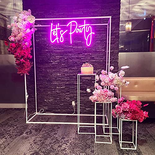 Image of Ulalaza LED Neon Sign Night Light for Wall Party Decor Bedroom Room Bar Wedding Home Birthday Art Decoration Christmas with USB Chain Light modulator 5v (lets party blue)