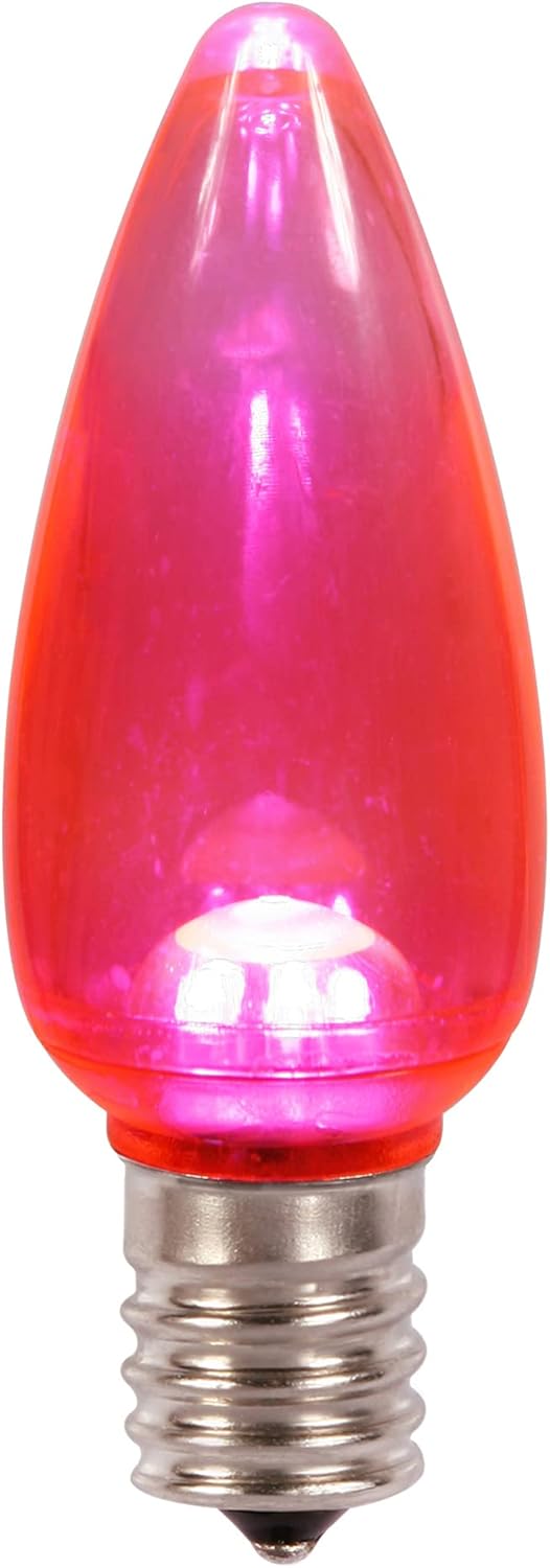 Vickerman C9 Transparent Plastic LED Yellow Dimmable Bulb, E17 Nickel Base, 3 Diodes, .90Watts, 120Volts, .9 Lumens, 25 per Case