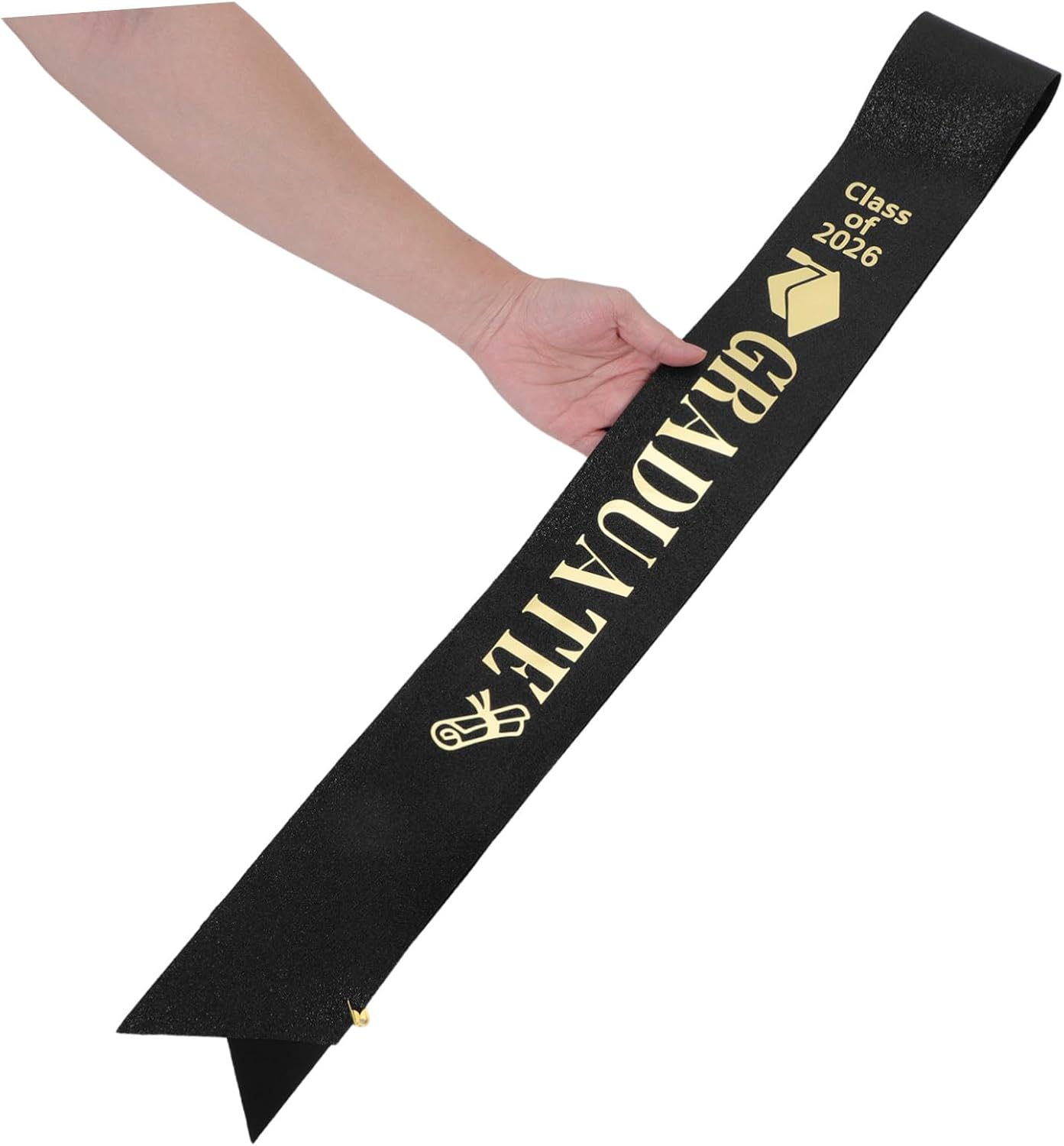 4pcs Black Graduation Sash High School Graduation Prom Night Satin Fabric Foil Letters Universal Fit Reusable Party Accessory