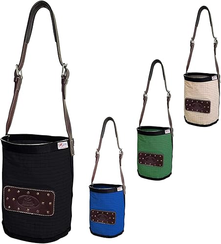Derby Originals Ripstop 24 Oz Canvas Feed Bag with Padded Leather Crown Strap for Safety and No-Spill Flap Design