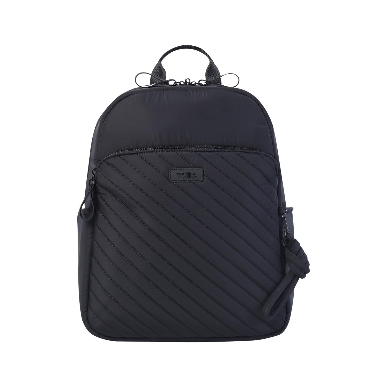 TOTTO - Mochila para Ordenador Portátil de 15,4 Pulgadas, Modelo Arlyn M, 1 Compartimento, Bolsillo con Organizador, Bolsillos Botella, Espaldar Acolchado, Correa para Maleta, Color Negro