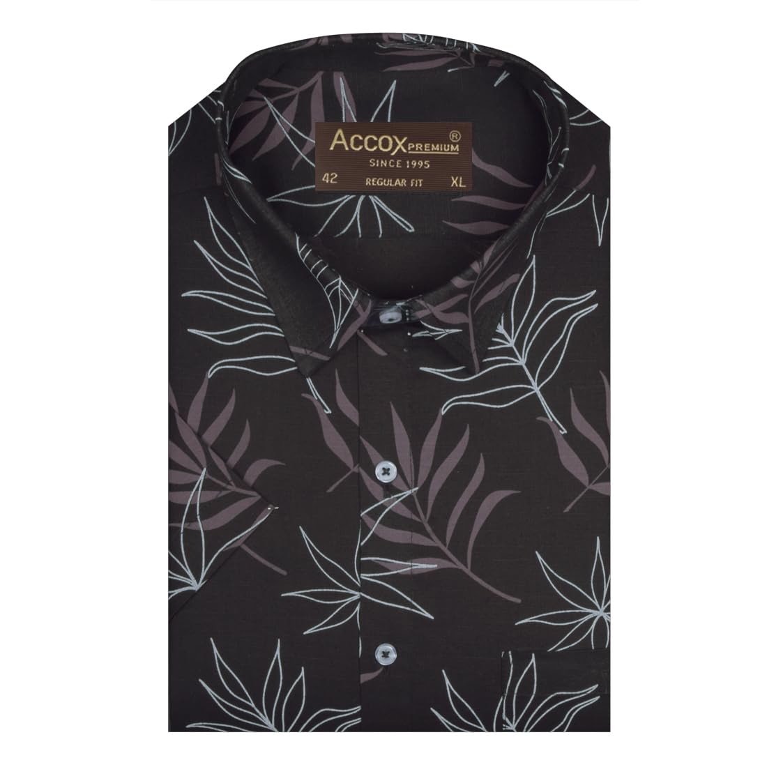 accox Men's Breathable Cotton Linen Half Sleeves Printed Regular Fit Formal Shirt (GCR553)-picture-10