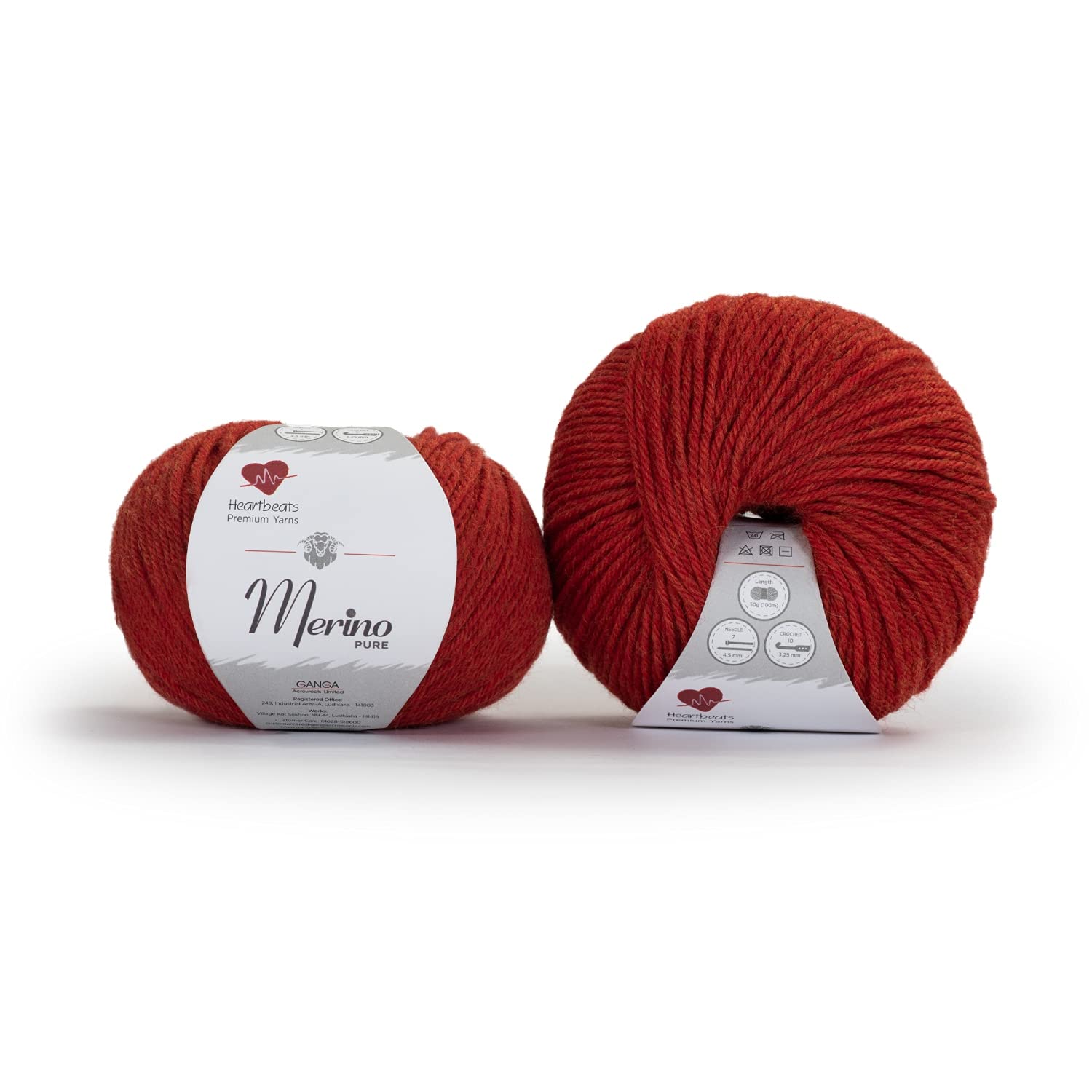 Heartbeats Merino Yarn - Rust - 2 Balls -2