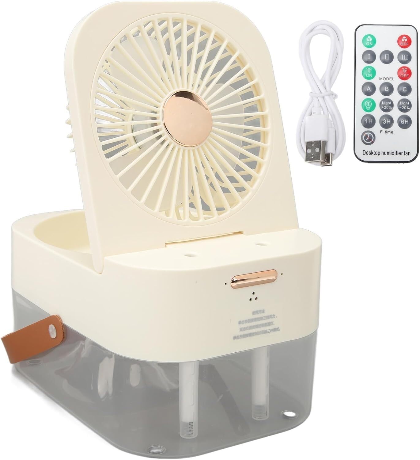 per Uso Domestico Piccolo Ventilatore umidificatore da scrivania, Mini Ventilatore umidificatore Portatile con Telecomando ABS e Doppie Porte Spray for la casa