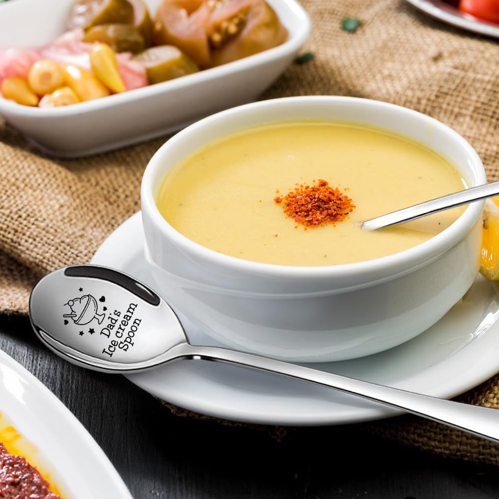 Dad's & Mom's Ice Cream Spoons Engraved Spoon Set, Funny Anniversary Wedding Gifts for Parents, Cute Gelato Design Engraved for Having Tea and Coffee, Christmas Gifts for Mom Dad - Image 3