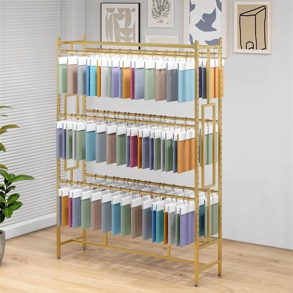 Regulowany dwustronny stojak ekspozycyjny z tkaniny, stojący schowek na szaliki, bieliznę i spodnie, złoty, 80 x 40 x 200 cm, wszechstronna witryna do domu i sprzedaży detalicznej