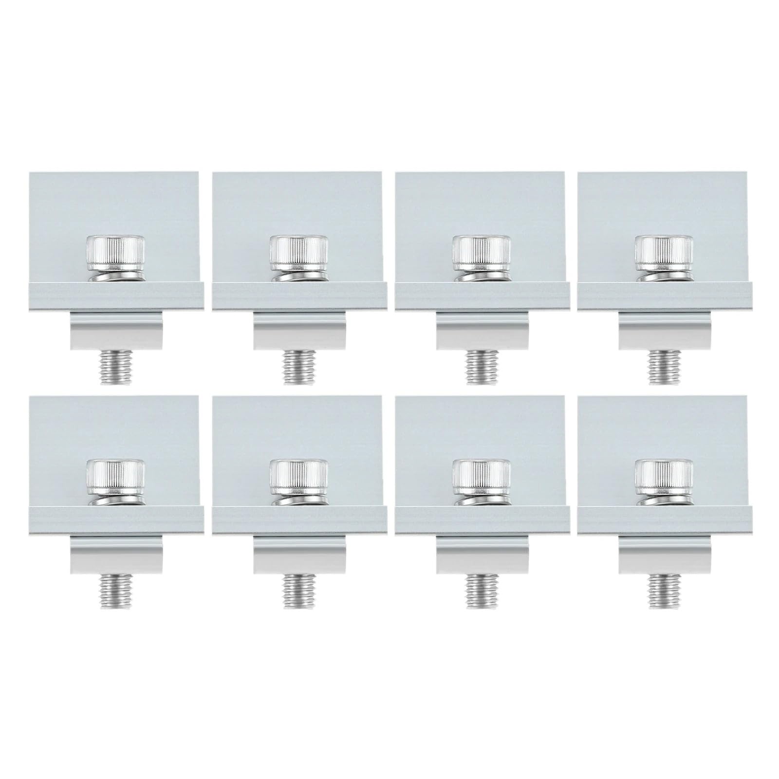 8 clip di supporto per morsetto terminale per pannello solare in lega alluminio, moduli da 30 mm, staffa fotovoltaica fissaggio centrale argento/nero(Silver)