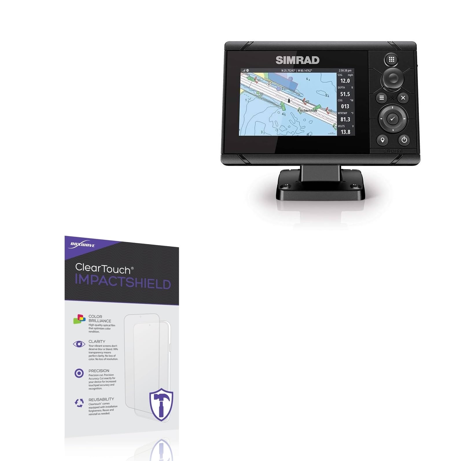 BoxWave Screen Protector Compatible with Simrad Chartplotter (5 in) - ClearTouch ImpactShield (2-Pack), Impenetrable Screen Protector Flexible Film