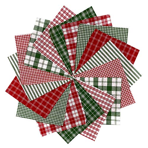 40+ Merry Christmas Charm Pack Red Green White, 5 inch Precut Cotton Homespun Fabric Squares by JCS