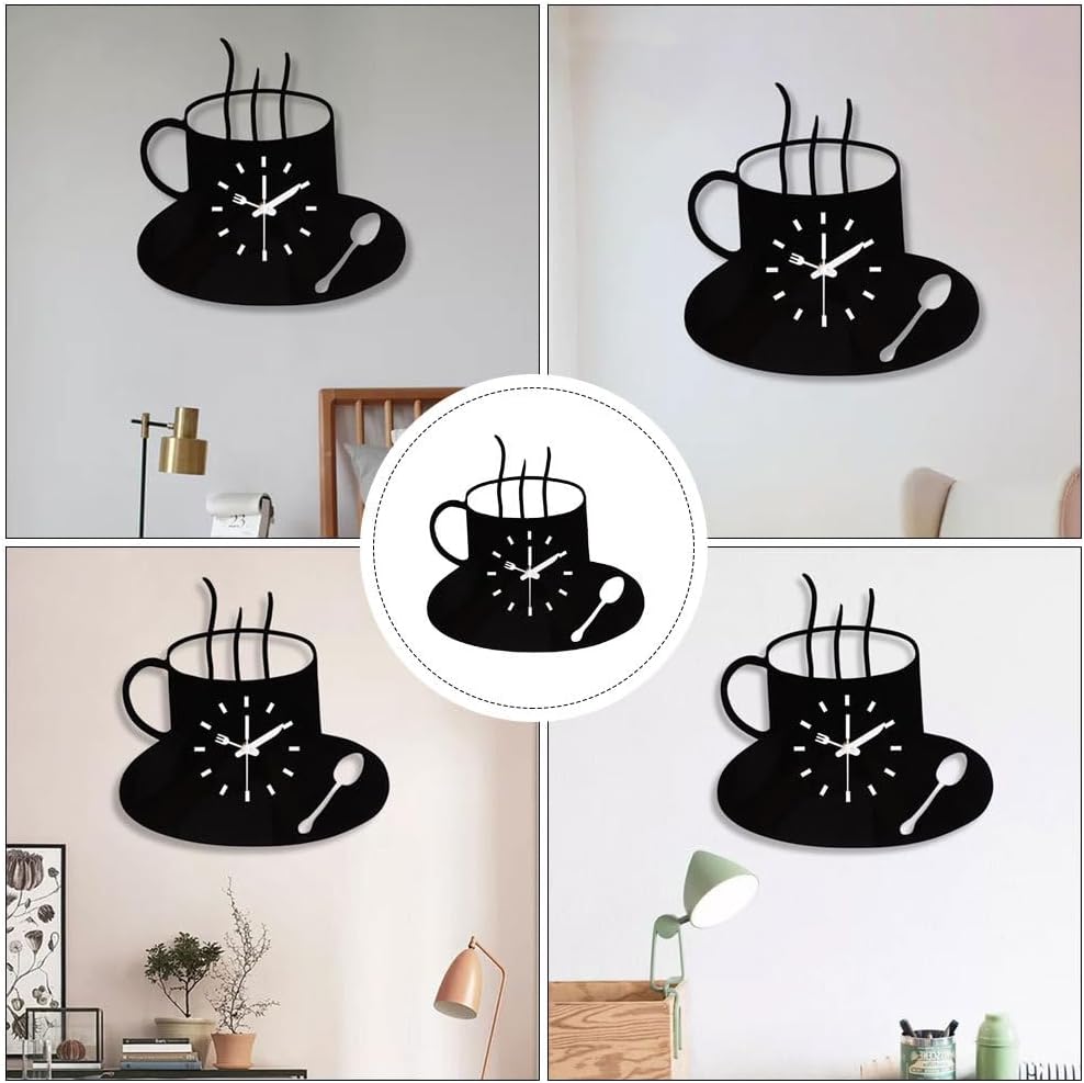 BESTOYARD 12 Inch Coffee Wall Clock Silent Non-Ticking Acrylic Creative Decorative Clock for Kitchen Living Room Home