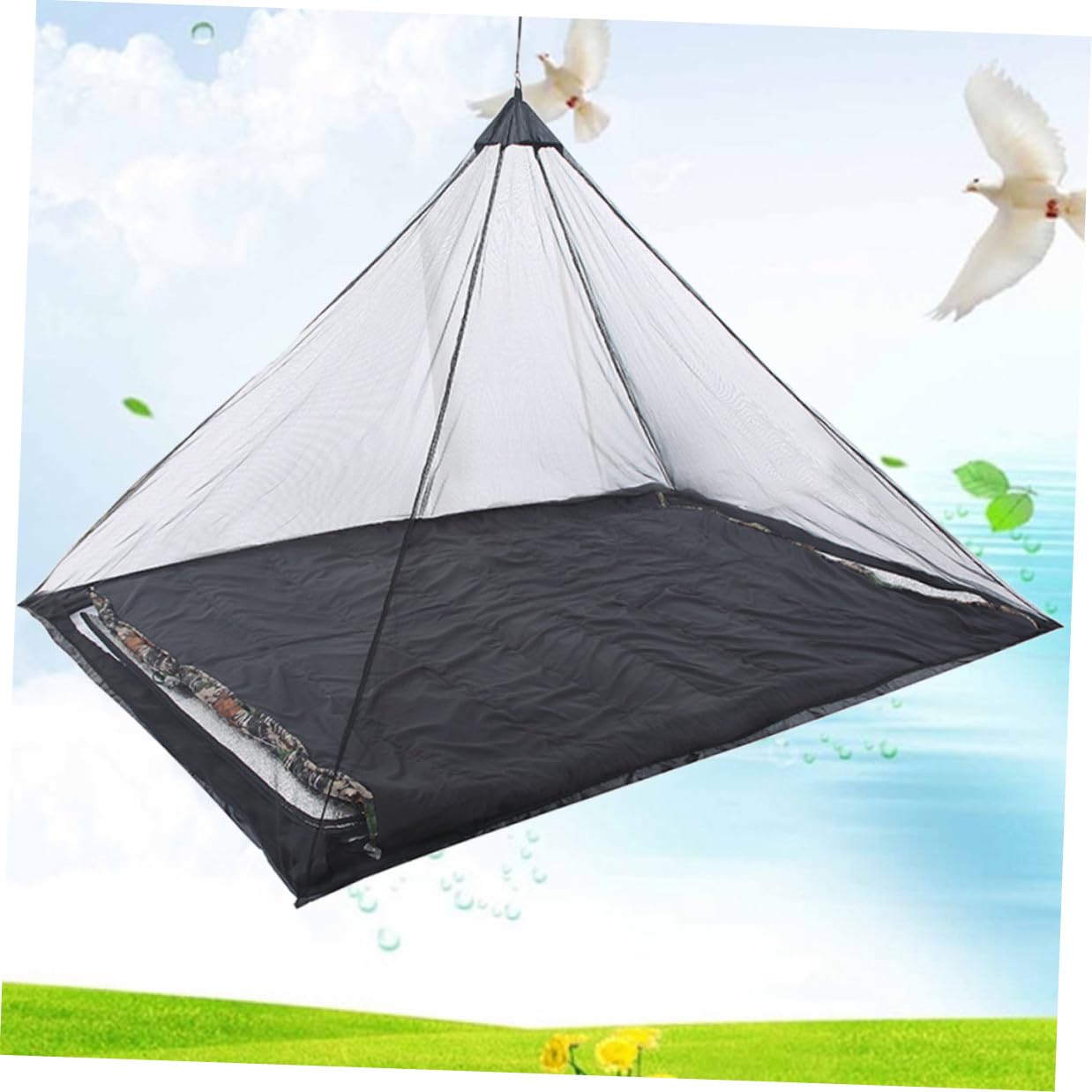 BESTonZON Zanzariera Portatile Triangolare per Esterno Leggera e Traspirante per Campeggio Escursionismo Giardino e Balcone Nero