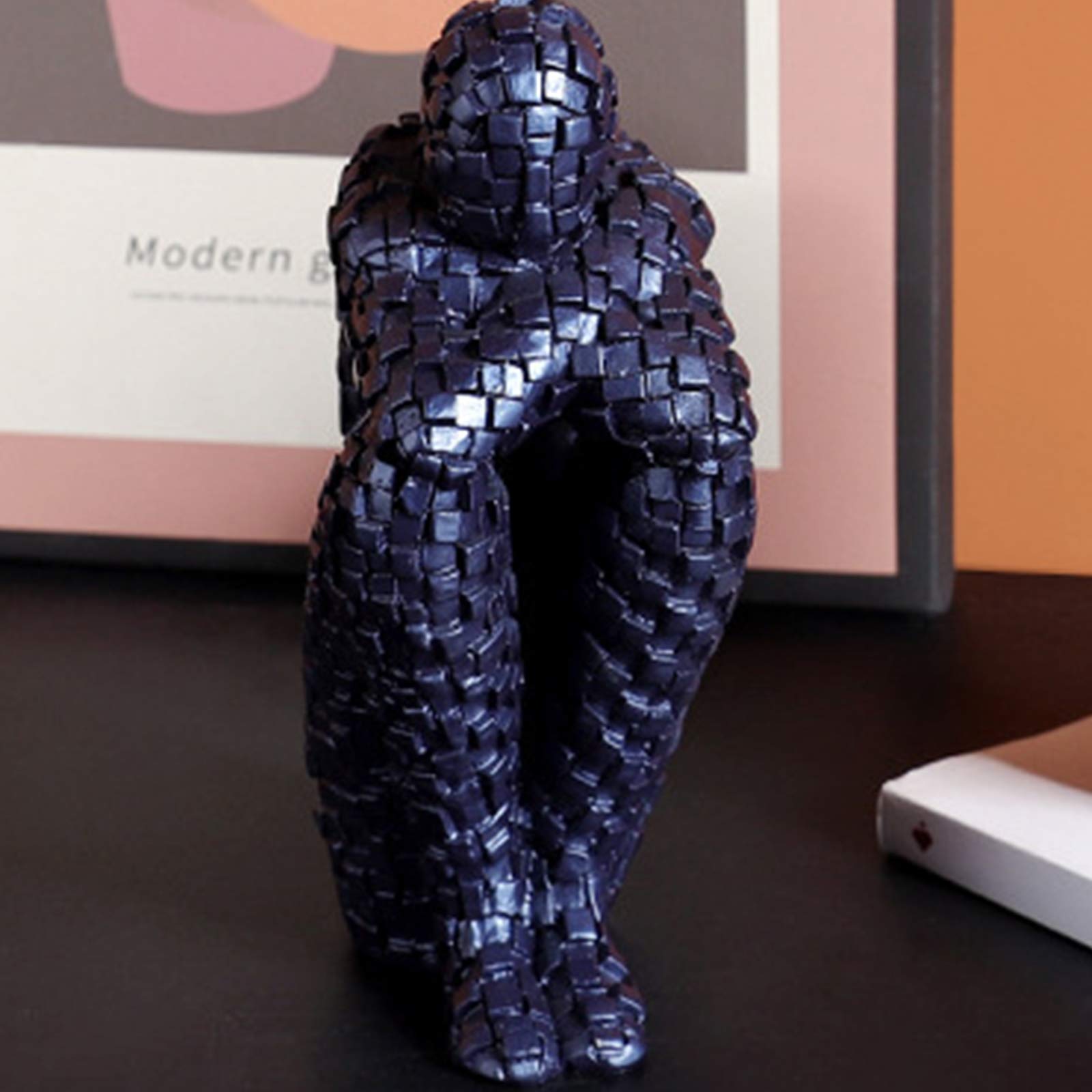 Decorazioni per la Statua del pensatore per la casa, Scultura Astratta Moderna in Resina per Ufficio, scaffale per scrivania, Decorazione per scaffali, Compleanno, Blu