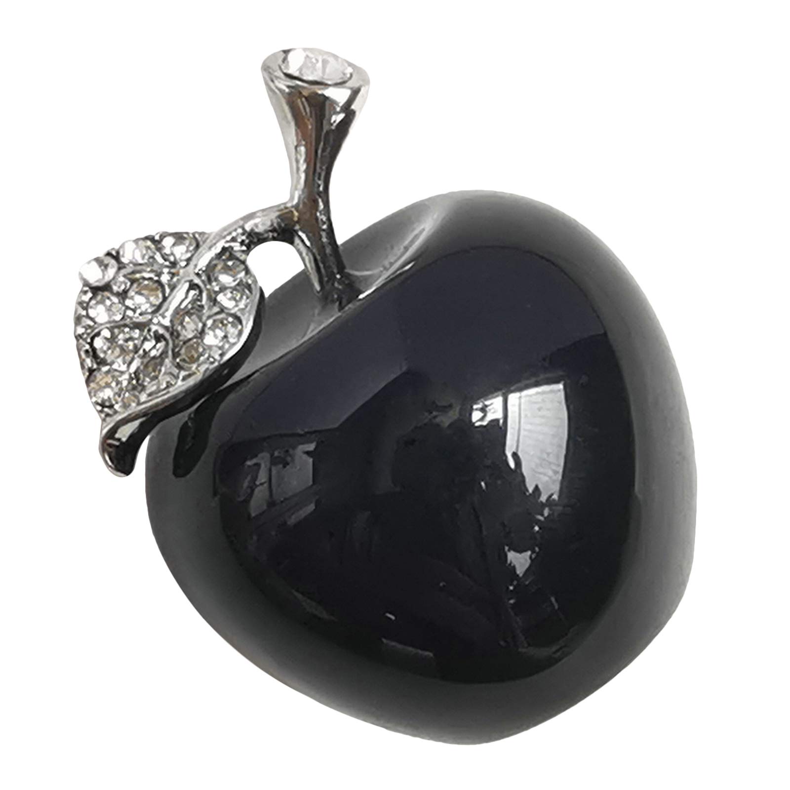 Manekieko Natural Black Obsidian Apple Crystals and Healing Stones Figurines Collectibles,3cm Room Decor Christmas Decorations Office Gifts