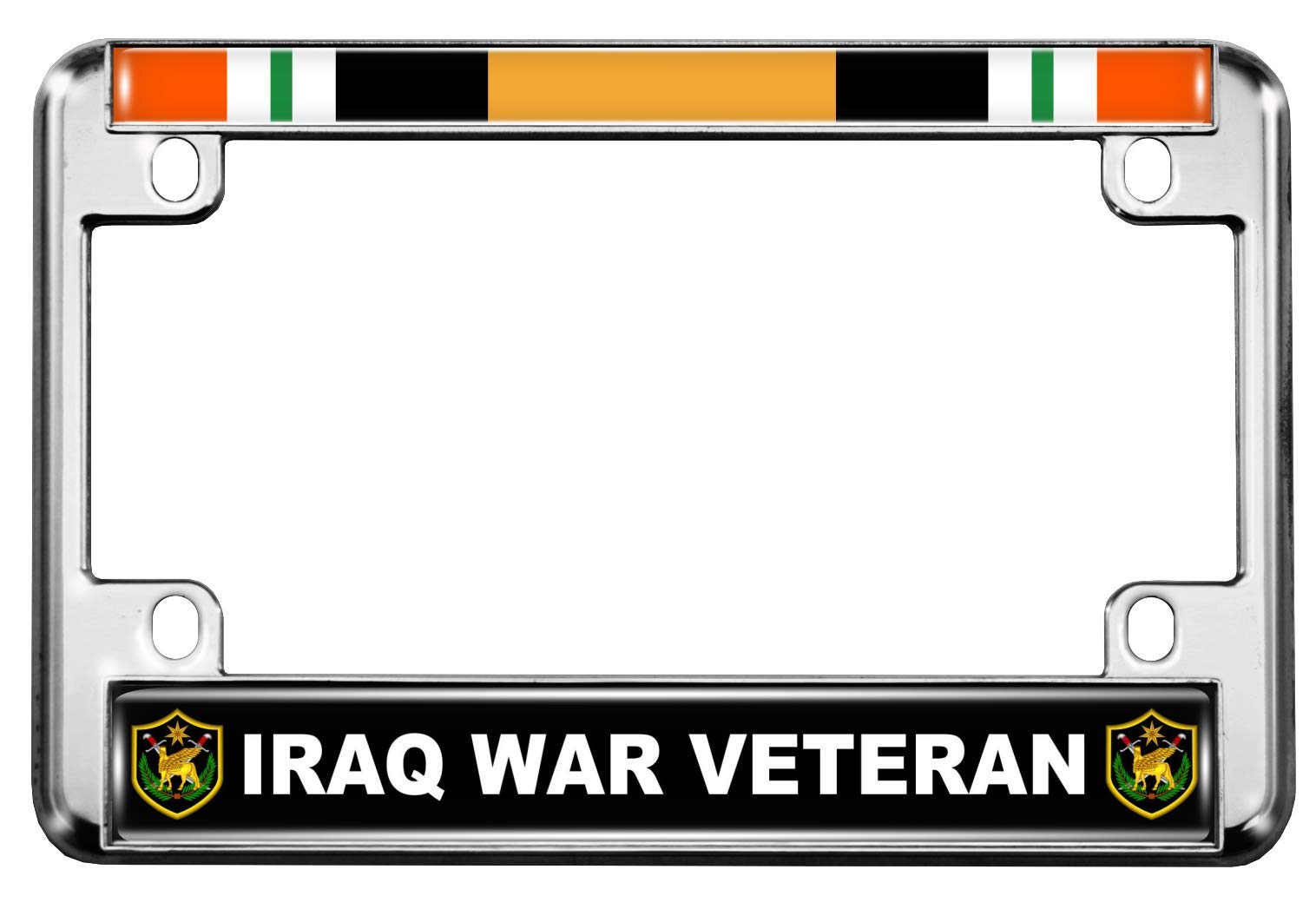 Motorcycle Metal License Plate Frame with Iraq War Veteran Design - Picture 13 of 18
