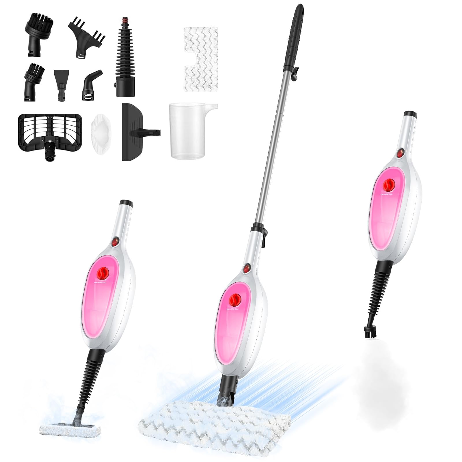 Steam Mop Detachable Handheld Steam Cleaner with 10-in-1 Multipurpose Accessories Two-sided Mop Double Cleaning Area Multi Surfaces Steamer