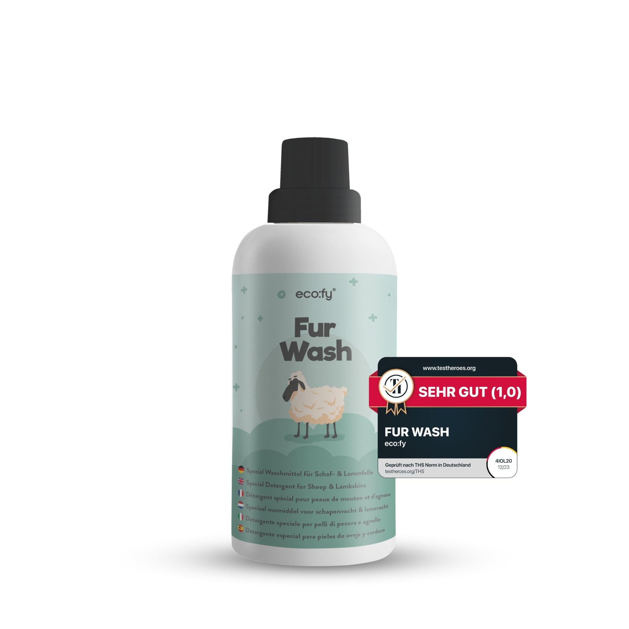 eco:fy Lammfell Waschmittel mit Lanolin - für Schaffelle, Fell, Wolle, Naturfell, Naturfasern reinigen, biologisch abbaubar, ohne Duft (500 ml)
