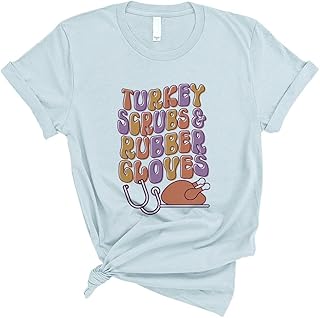 Turkey Scrubs and Rubber Gloves Shirt Unisex Medium Light Blue