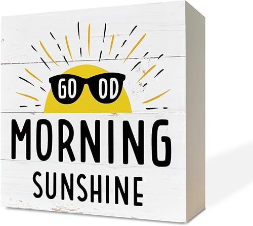 Decoración de sol, caja de madera, decoración de escritorio, letreros artísticos de mesa, decoración de puerta delantera para estante, decoración