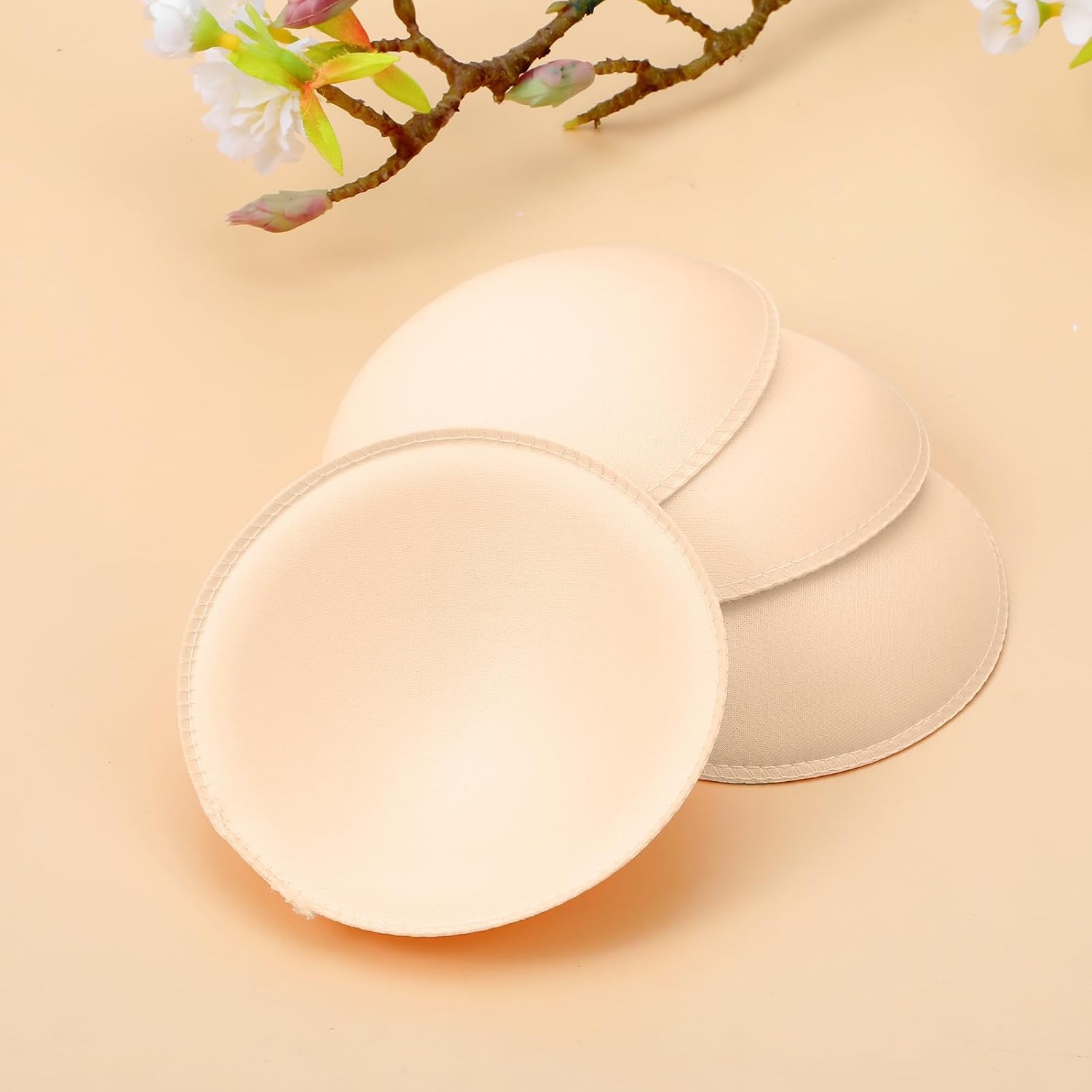 3 Pairs Round Bra Inserts Pads, Removable Washable Seamless Bra Cups Inserts for Bikinis, Swimsuit & Sport Bras, Push Up Breast Pads for Women