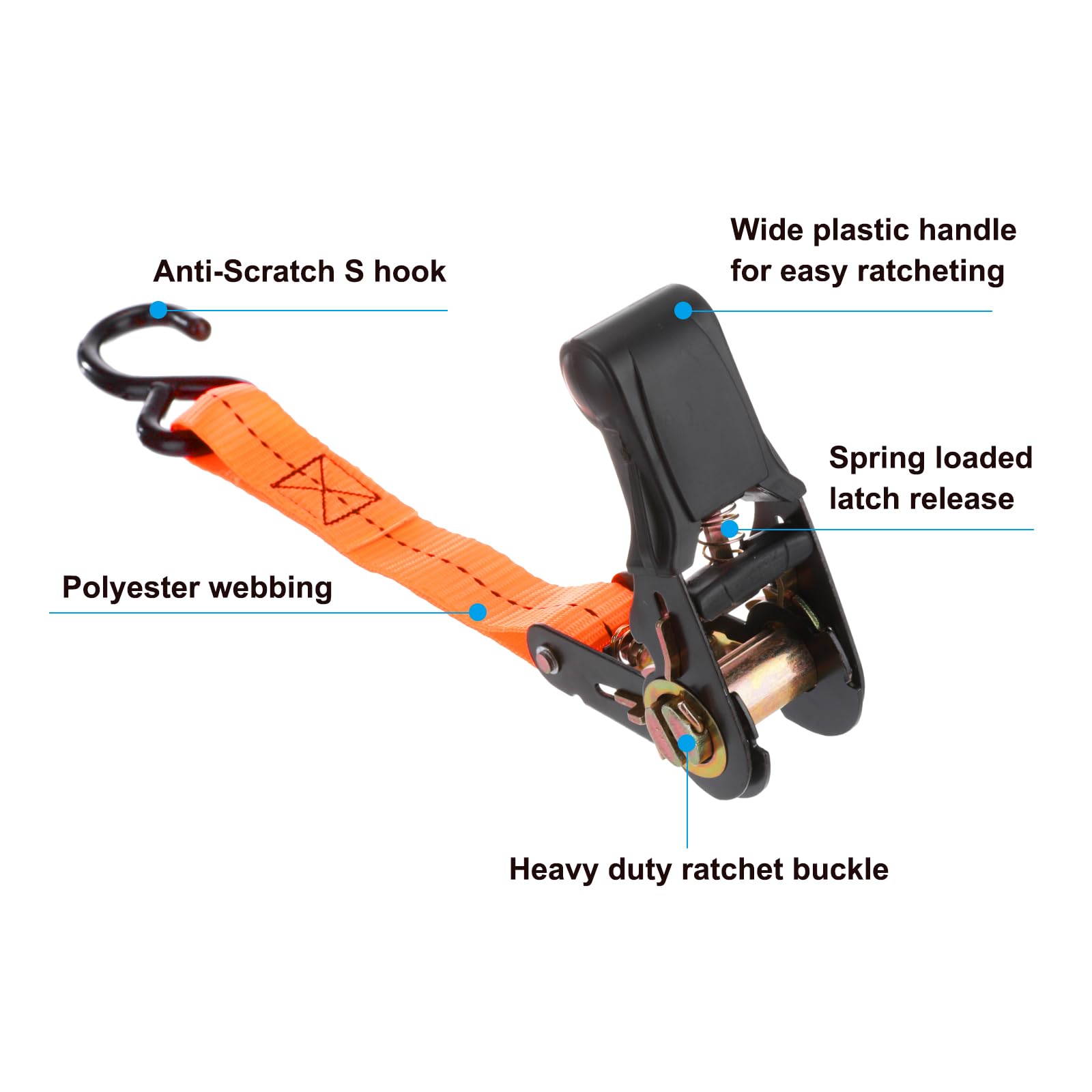 PATIKIL Boat Trailer Transom Tie Down Straps 25mm x 1 m / 1"x3.3' - Image 3