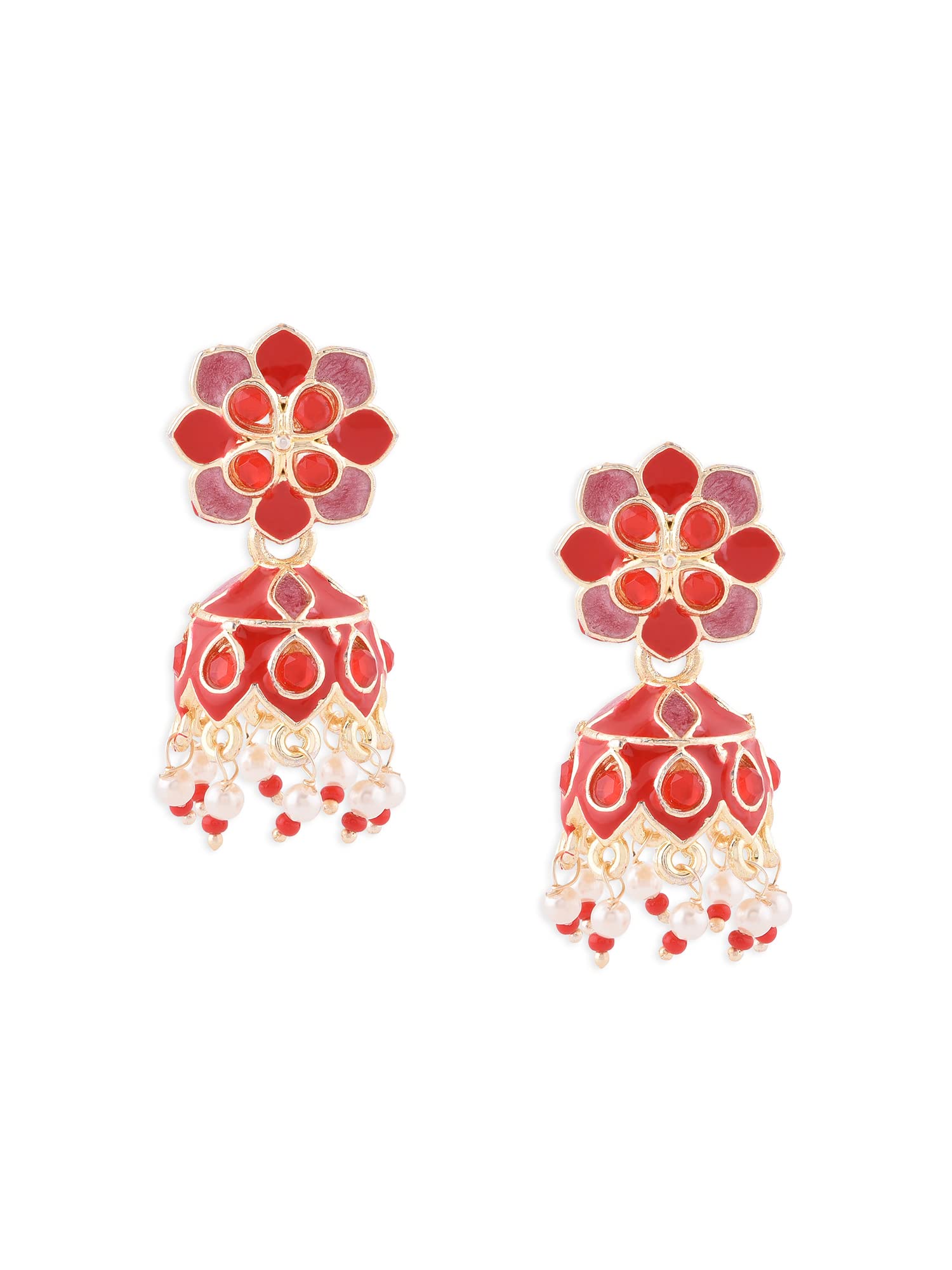 Zaveri Pearls Red Meenakari Traditional Jhumki Earring For Women-ZPFK14381 (B0B6P5MSMN) Amazon Price History, Amazon Price Tracker