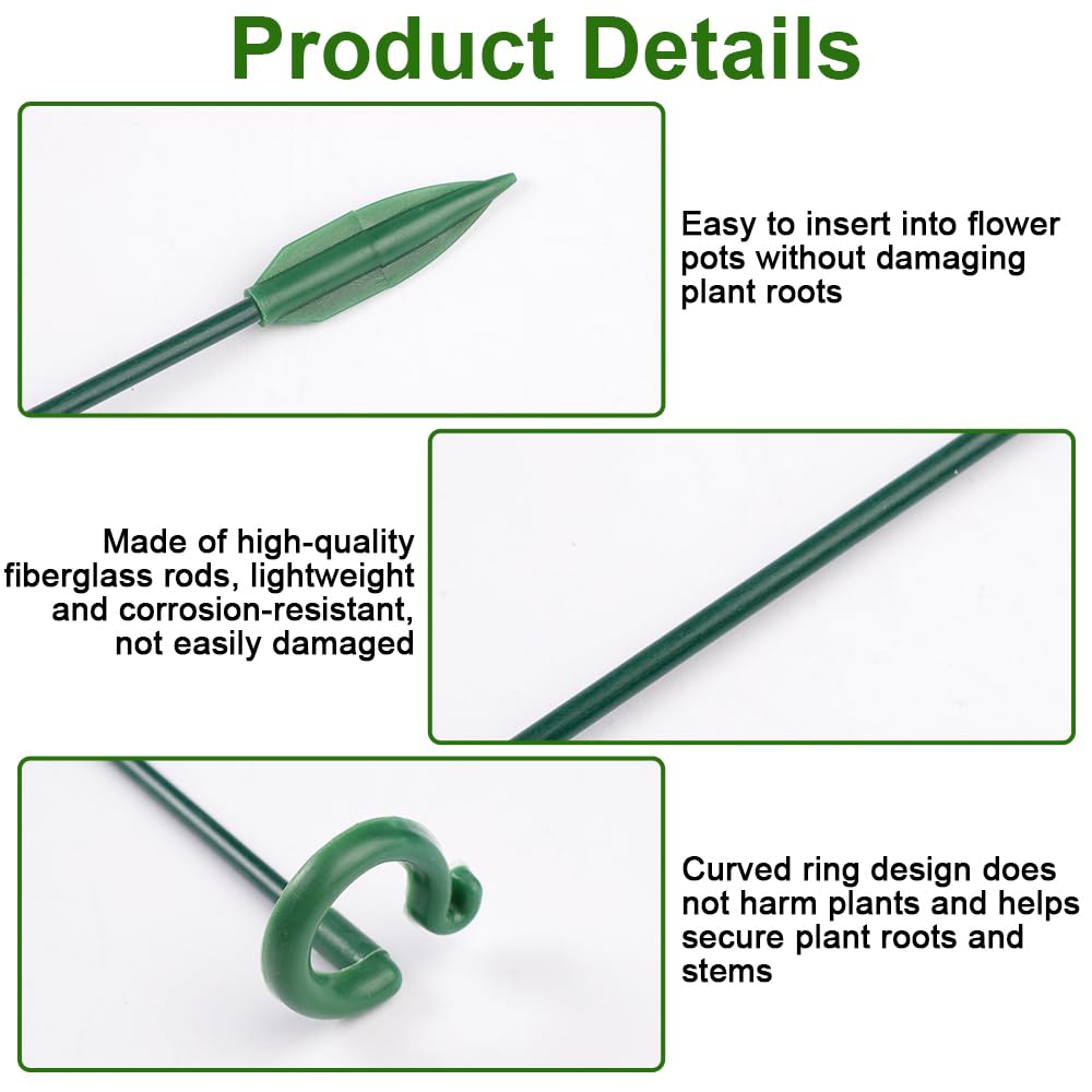 Lot 30 Tuteurs Plantes Intérieur 27 Cm – Bâtons Support Orchidée, Pivoine, Rose En Plastique Vert