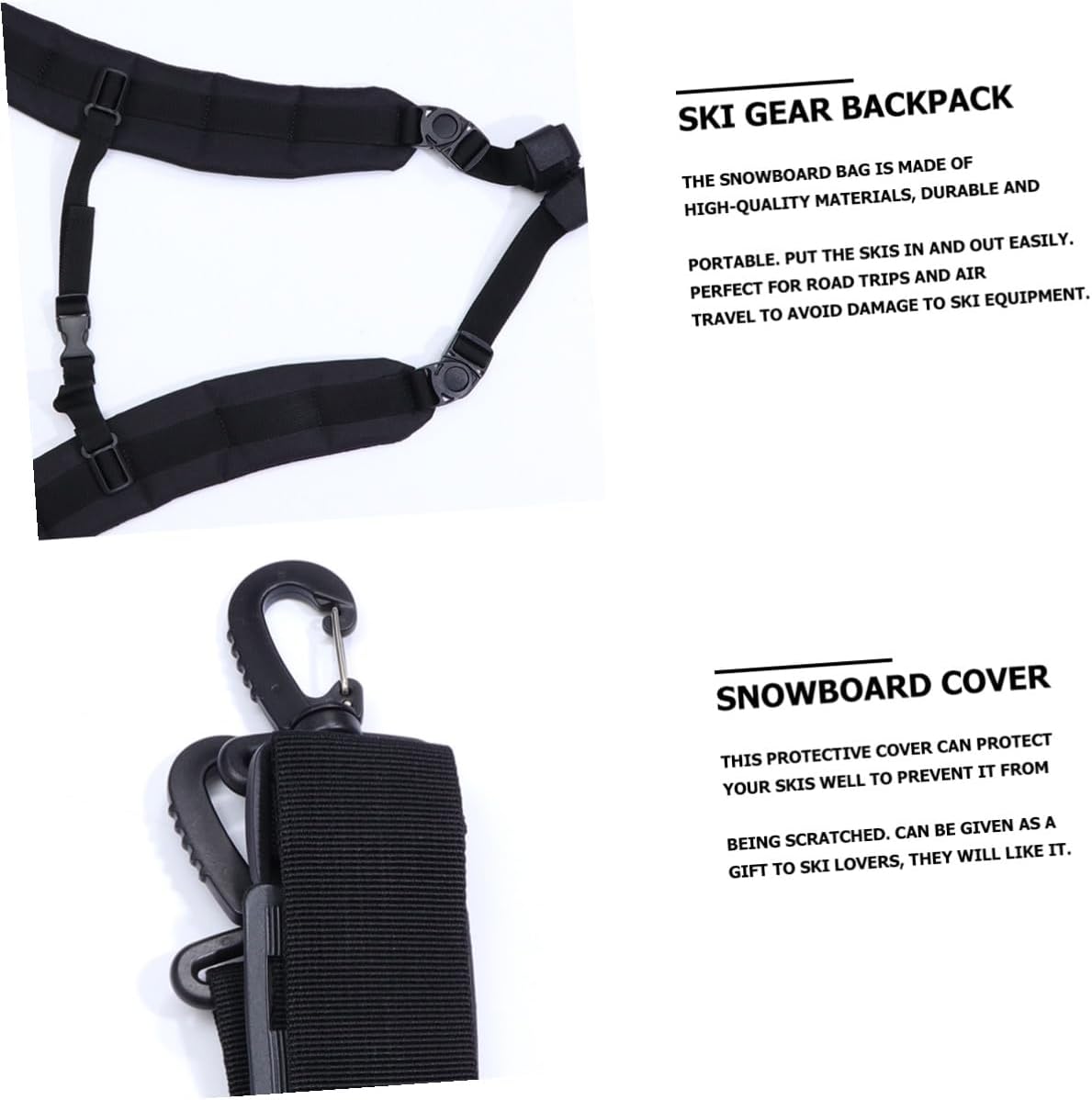 Snowboard Gear Backpack Protective Cover Snowboard Storage Bag for Outdoor Ski Equipment Transport Black