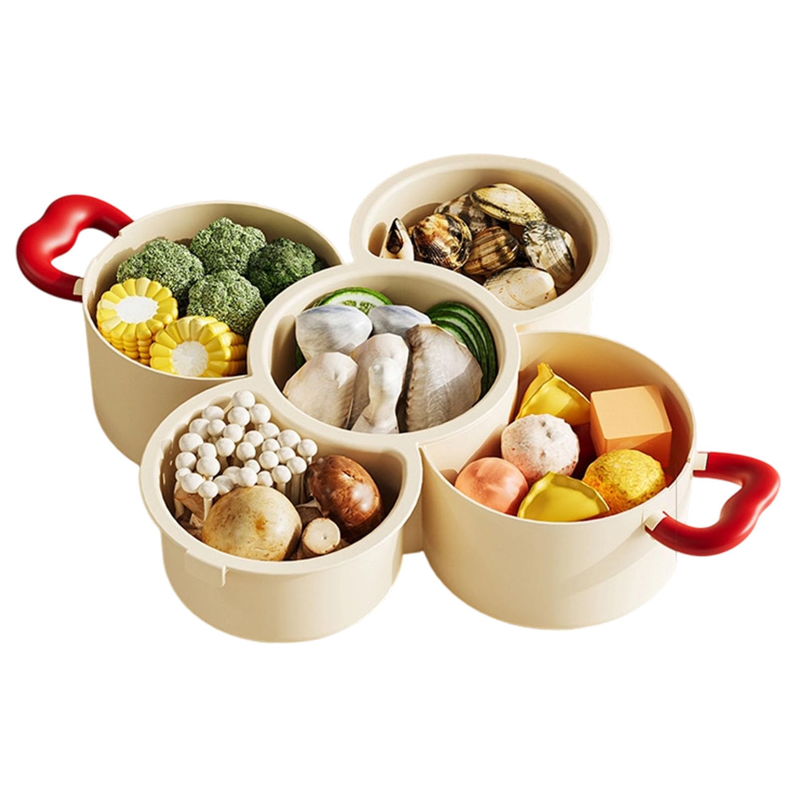 hogtnd Easy Cleaning Stackable Food Tray Divided Compartments Draining Function for Fresh Products Prepared for Multiple Trays