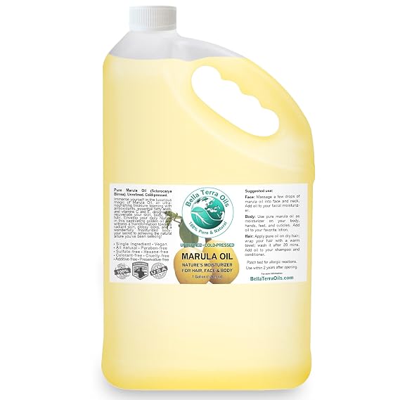 Bella Terra Oils Pure Marula Oil for Enhanced Skin Radiance 1 gallon, Feather-Light & Hydrating, Suitable for All