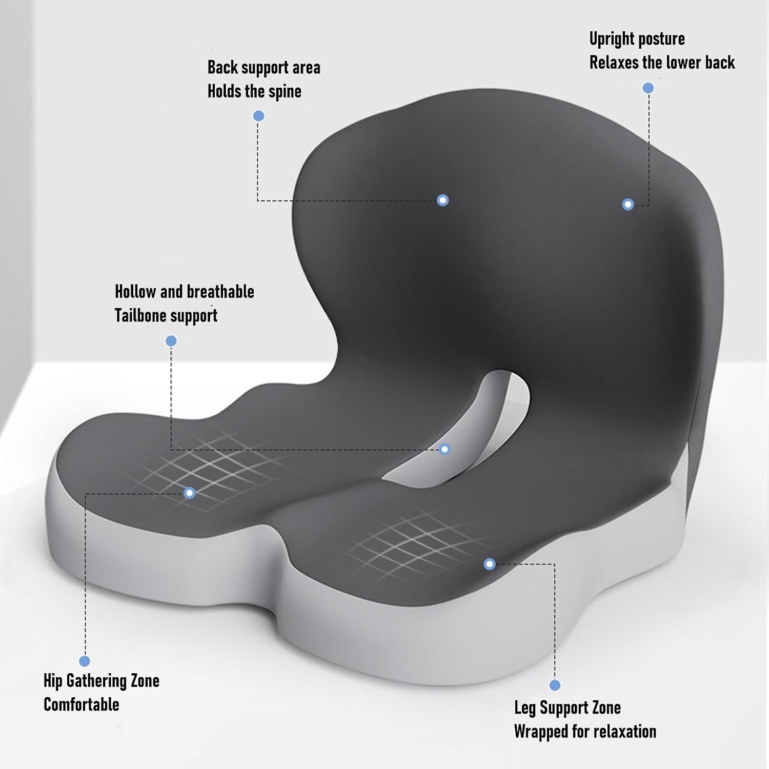 Diydeg Lumbar Support Pillow, Ergonomic Detachable Memory Foam Car Seat Cushion with Ergonomic Backrest, Back Support Pillow Truck Seat Cushion for Desk Chair, Trucker Essentials