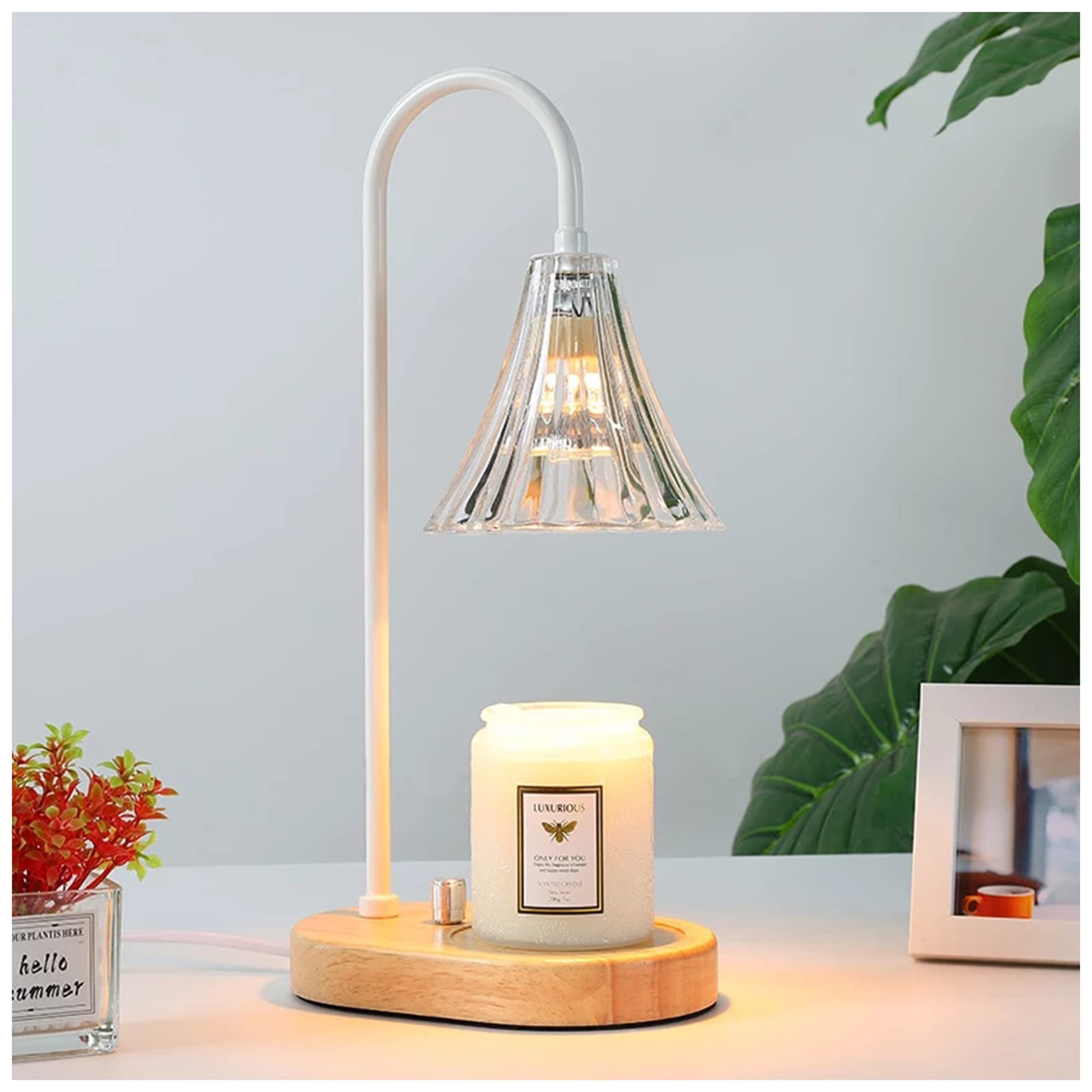 SUZLA Fragrance Candle Warmer Lamp - Home Decor Dimmable Wax Melter Light, Compatible with Small and Large Candles, Top Candle Lamp with 2 Light Bulbs,Style a