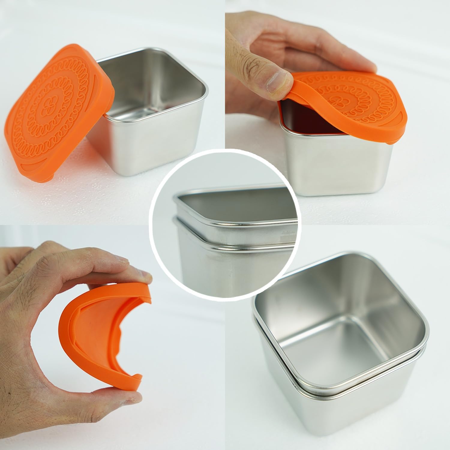 6 Pack Stainless Steel Condiment Cups with Silicone Lids, 6 oz Leakproof Dressing Containers for Lunch Boxes & Meal Prep, Reusable Sauce Containers for Dips, Snacks, Bento, Dishwasher Safe - Image 3