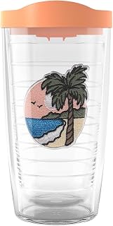 A Day In The Tropics Made in USA Double Walled Insulated Tumbler Travel Cup Keeps Drinks Cold & Hot, 16oz, Sundown