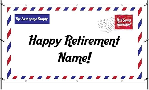 Miniatura 1 de Decoraciones de jubilación pancarta de jubilación postal personalizada, pancarta de vinilo impermeable (carta posterior a la jubilación, 3 pies por