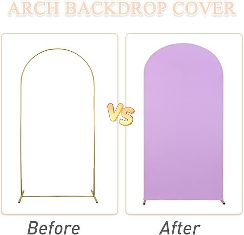 Miniatura 6 de PATYDEST Cubierta de arco de 6 x 2.6 pies, cubierta de telón de fondo de arco de boda, color lavanda, panel de fondo arqueado de elastano para