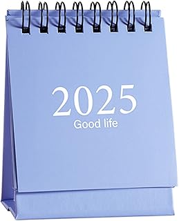 Mini calendario de escritorio 2025, estilo simple, calendario mensual de pie, 3.9 x 3 pulgadas, color azul (de octubre de 2024 a diciembre de 2025)