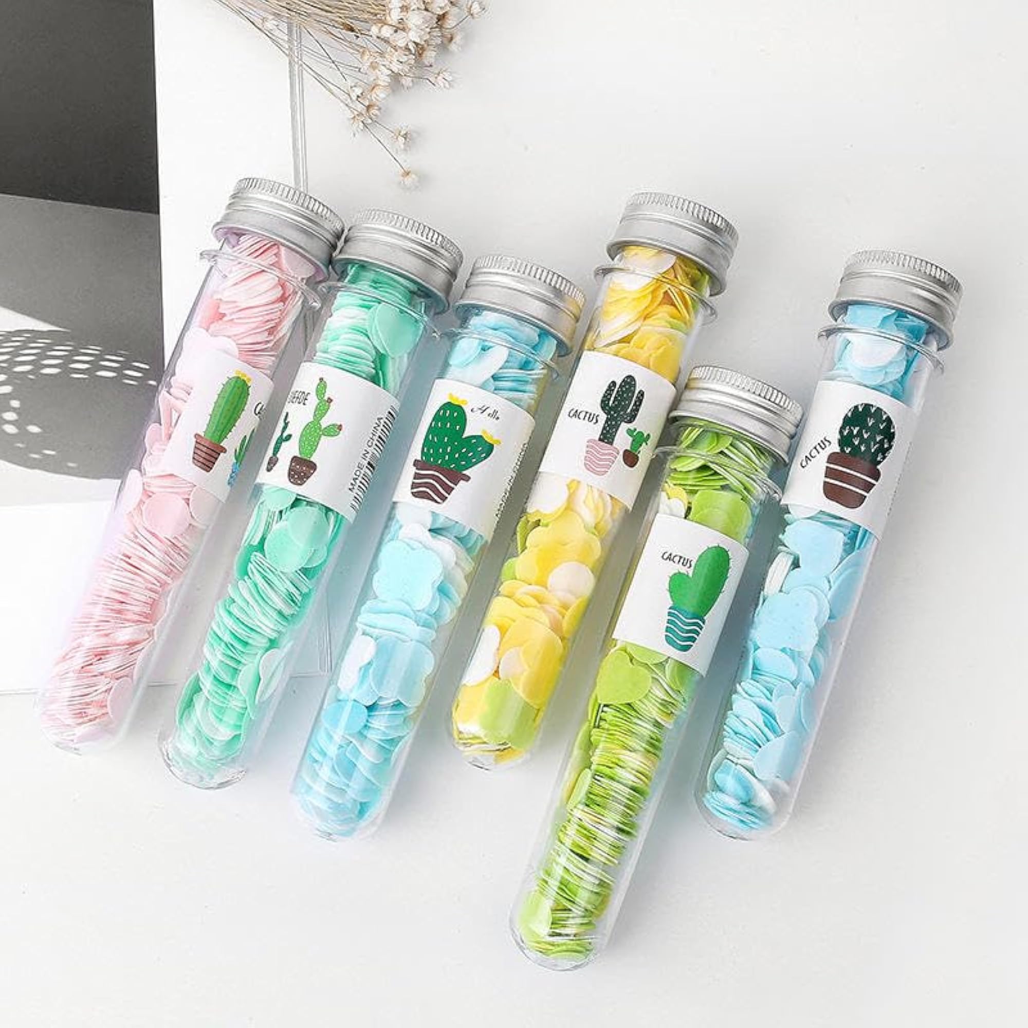 Travel Soft Paper Soap Flower Design, Tube Shape Bottle, 6 Pack