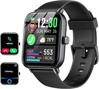 Quican Smart Watches for Women/Men, 2 Bands, Compatible for Android iPhone