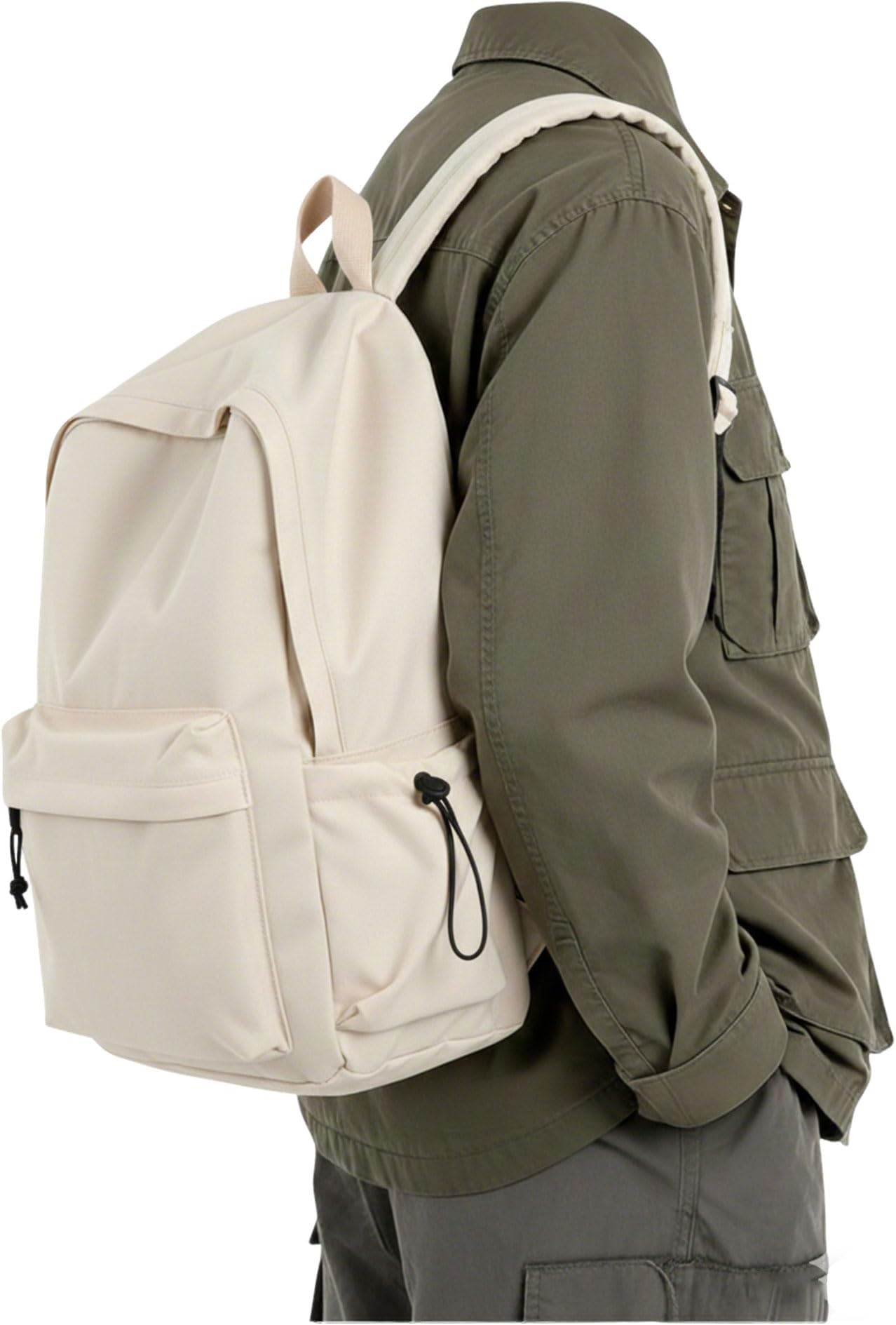 BJLFS White School Backpack for Girls Women, Waterproof High School Book Bag Cute Backpack for Men Teens Boys, Lightweight Mini Classic Basic College Backpack Middle School Back Pack Daypack