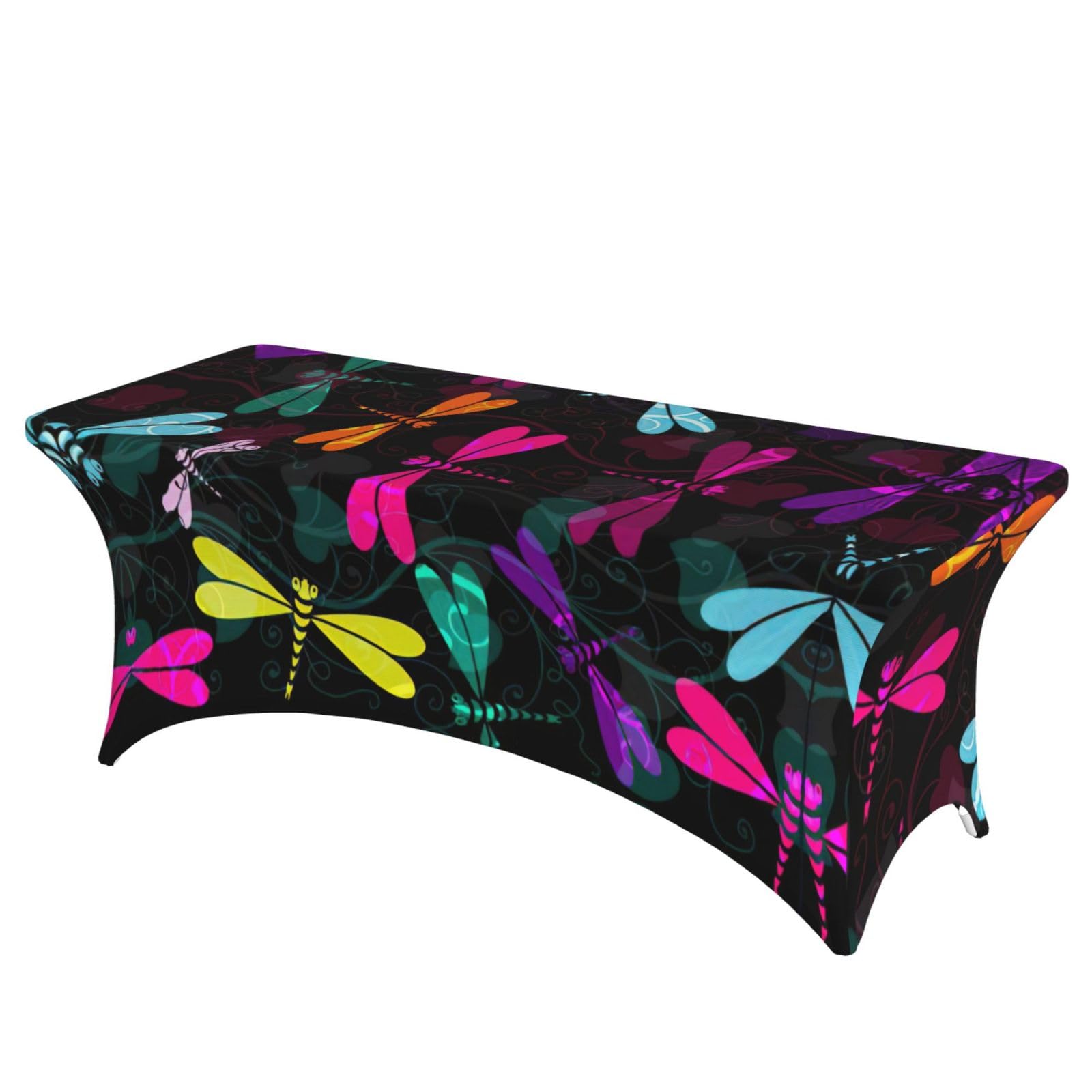 Nappe de table extensible 1,8m motif libellule en élasthanne lavable pour banquet