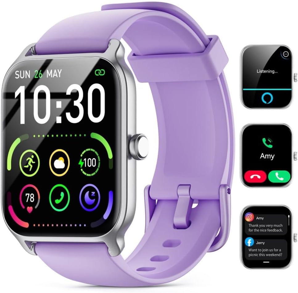 Smart Watches for Women Men, 2025 Smartwatch 1.8'' Alexa Fitness Tracker Smart Watch Compatible for Android iPhone with Bluetooth Call (Answer/Make), IP68 Waterproof Heart Rate/Sleep/SpO2 Monitor 110+