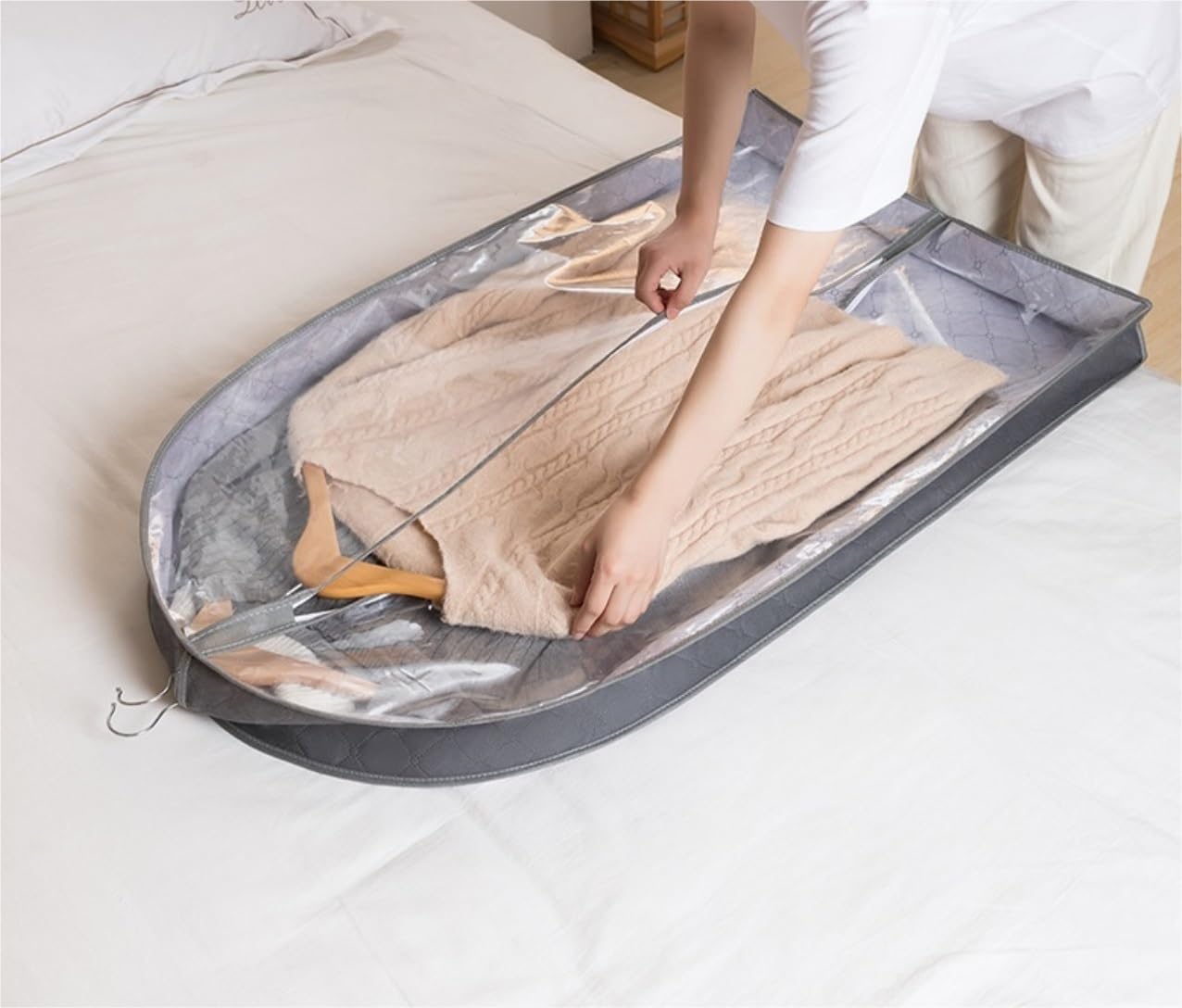 Busta Per Abiti 5 Pezzi Di Borse Per Indumenti, Coperture Per Armadi, Vestiti Appesi, Con Copriindumenti A Soffietto Da 4 Pollici Cerniera Completa Accessori Da Viaggio(Black,60*10*100cm)