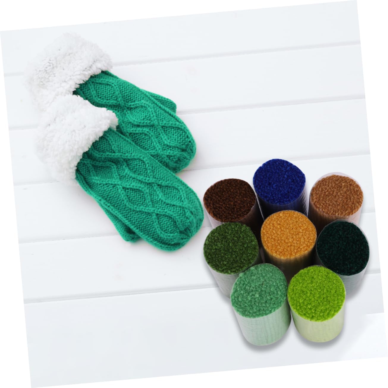 Woolen Yarn,18pcs Cross Stitch Carpet Embroidery Plush Thread Crafts for Adults Woolen Cotton Yarn (Color : Blue Green Coffee, Size : 5.5X4cm)