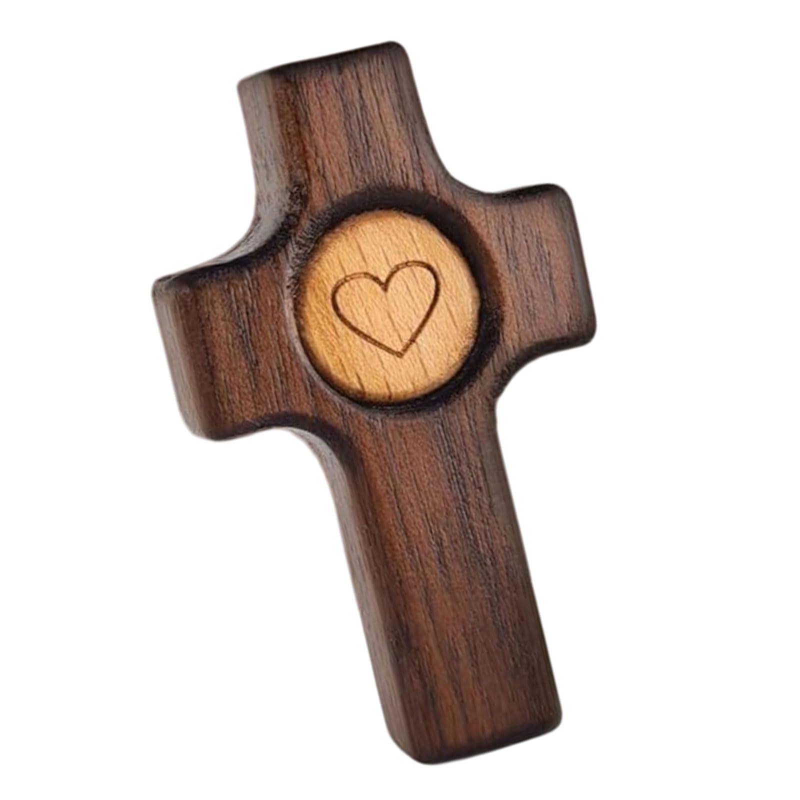 Nueayms Multicolor Walnuts Wood Crosses Comfort And Prayer Crosses Religious Pocket Holding Crucifix For Kids Adults Palms Size Crucifix Encouragement Gift