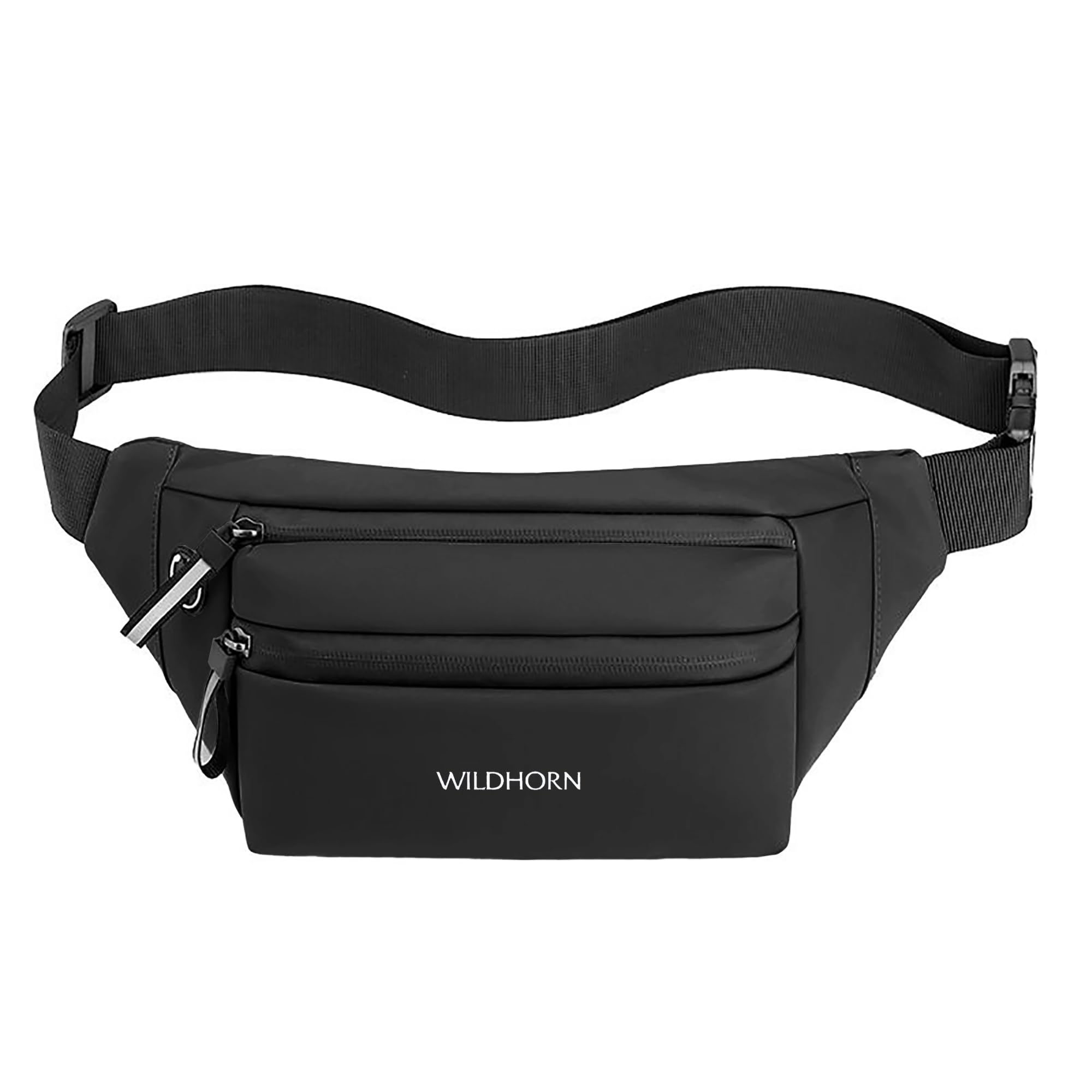 wildhorn Waist Bag for Men & Women | Water-Resistant Crossbody Sling Fanny Pack with Dual Zipper Compartments & Adjustable Strap for Travel & Daily Use (Black)-picture-23