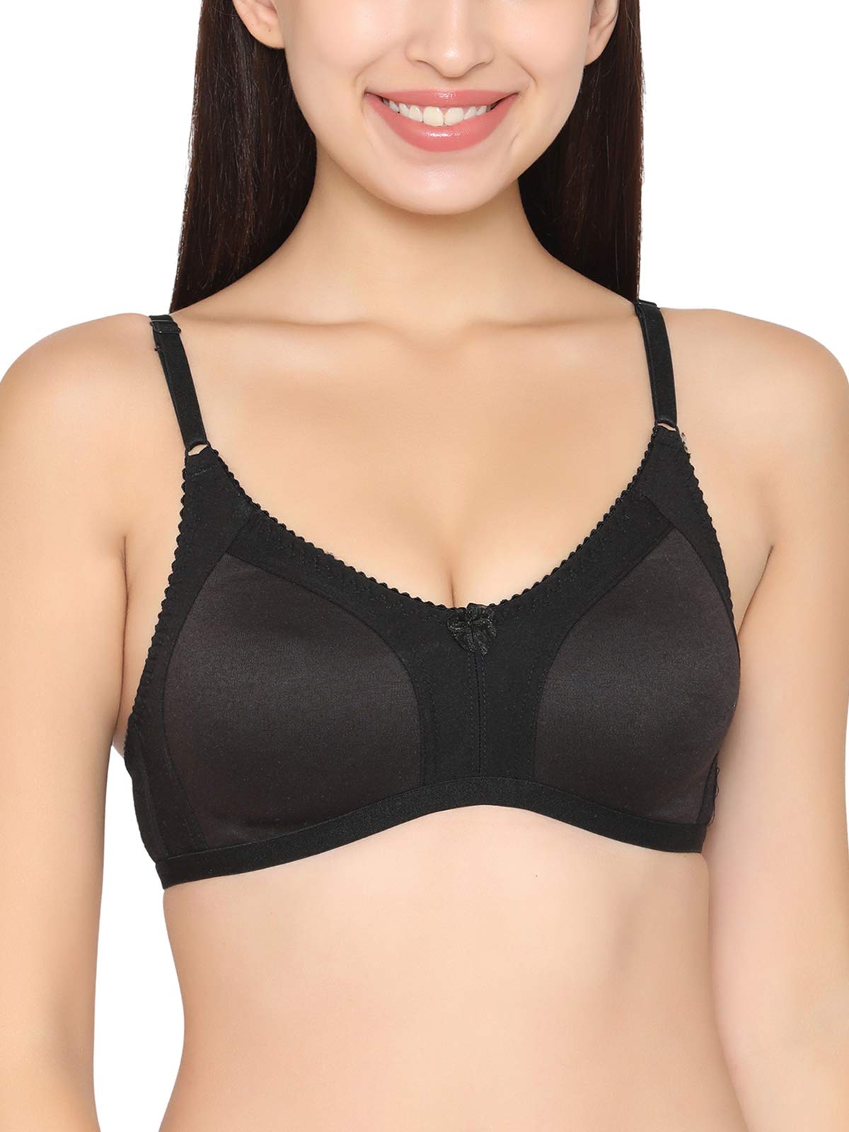 CloviaWomen's Cotton Solid Non-Padded Full Cup Wire Free T-Shirt Bra