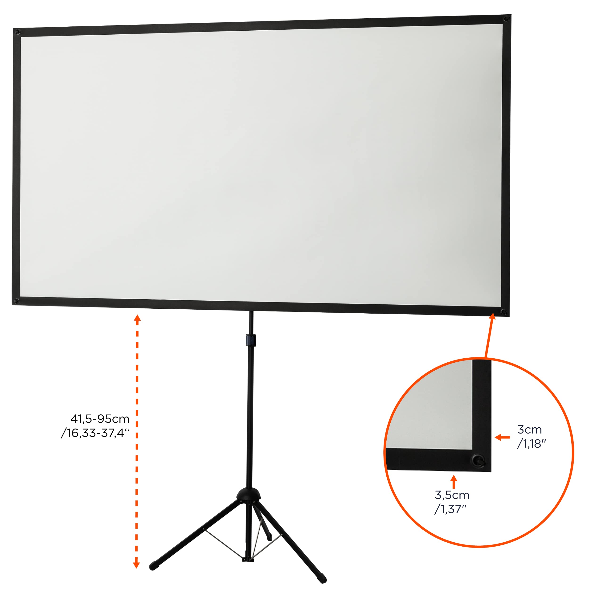 celexon Ultralightweight Stativ-Leinwand 80" | 177x100 cm 16:9 | leichte & kleine tragbare 4K, Full-HD-Projektionslösung für Mobile Heimkino- & Outdoor-Beamer | Standfuß + Transporttasche