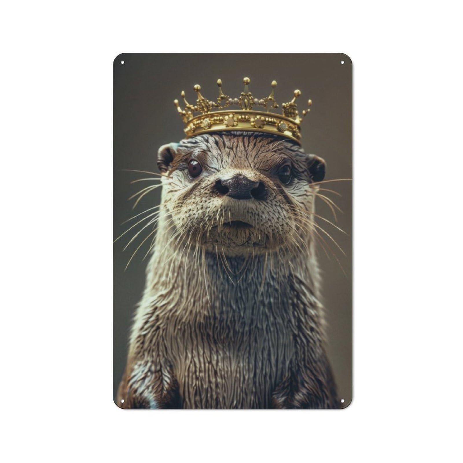 Junmoney Otter Pastel Crown 30X20cm Retro-Style Tin Sign With For Café Or Restaurant, Winter Wall Decor For Hospitality Interior Collectors